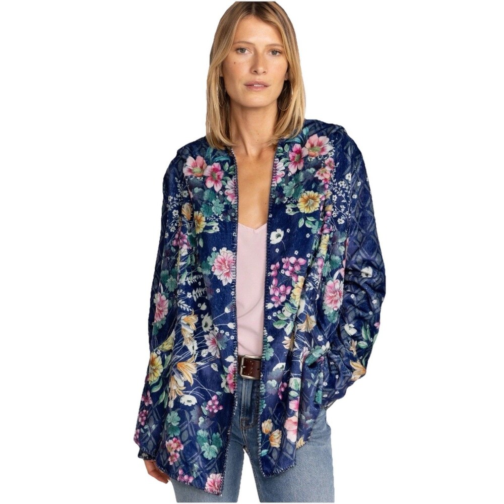 S NWOT $198 JOHNNY WAS BIYA BURSTING ECHO SHERPA HOODIE SOFT FLEECE JACKET